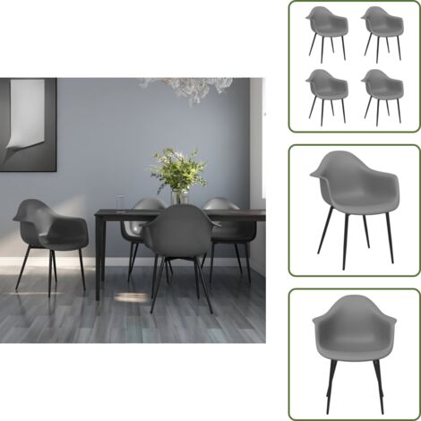 Sedie ergonomiche - vidaXL Sedie da Pranzo 4 pz Grigie in PP - Sedie minimaliste