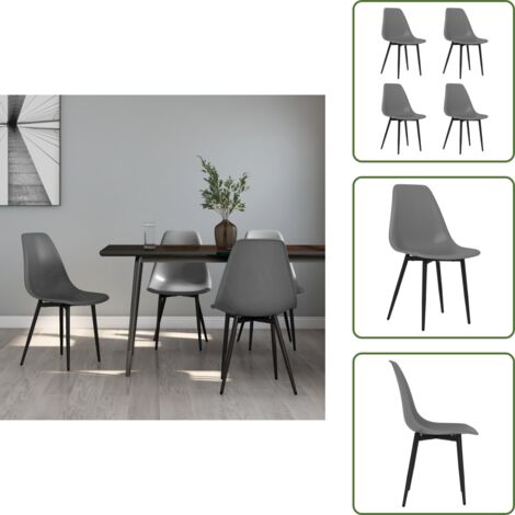 Sedie ergonomiche - vidaXL Sedie da Pranzo 4 pz Grigie in PP - Sedie minimaliste