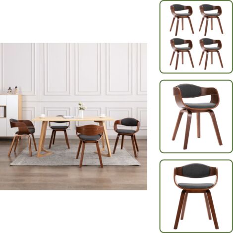 Sedie ergonomiche - vidaXL Sedie da Pranzo 4 pz in Legno Piegato e Tessuto Grigio - Sedie da pranzo in tessuto