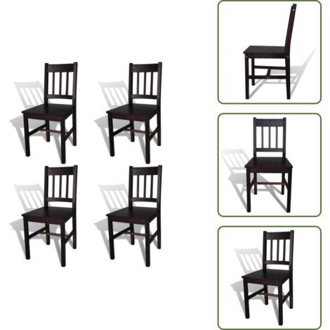 Sedie ergonomiche - vidaXL Sedie da Pranzo 4 pz Marrone Scuro in Legno di Pino - Sedie da cucina