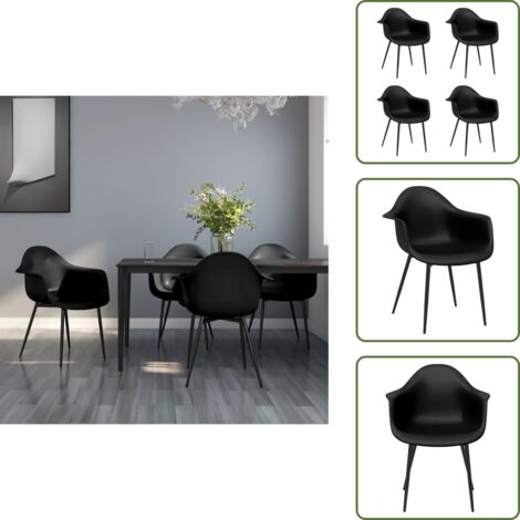 Sedie ergonomiche - vidaXL Sedie da Pranzo 4 pz Nere in PP - Sedie minimaliste