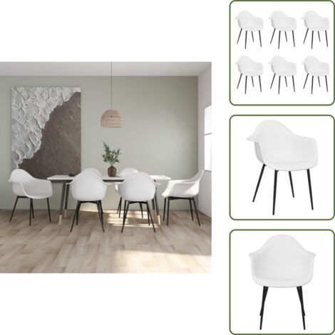 Sedie ergonomiche - vidaXL Sedie da Pranzo 6 pz Bianche in PP - Sedie minimaliste
