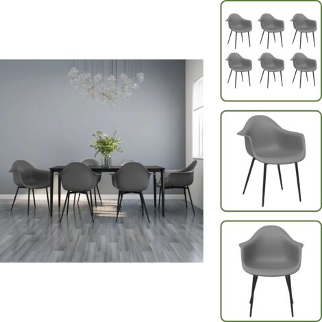 Sedie ergonomiche - vidaXL Sedie da Pranzo 6 pz Grigie in PP - Sedie minimaliste