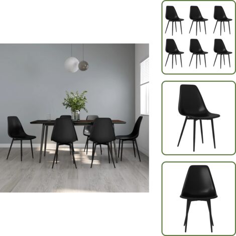 Sedie ergonomiche - vidaXL Sedie da Pranzo 6 pz Nere in PP - Sedie minimaliste