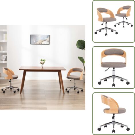 Sedie ergonomiche - vidaXL Sedie da Pranzo Girevoli 2 pz Grigio Talpa in Legno e Tessuto - Sedie da pranzo con ruote