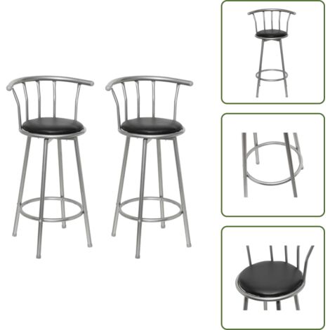 Sedie ergonomiche - vidaXL Sgabelli da Bar 2 pz Neri in SImilpelle - Sgabelli in acciaio