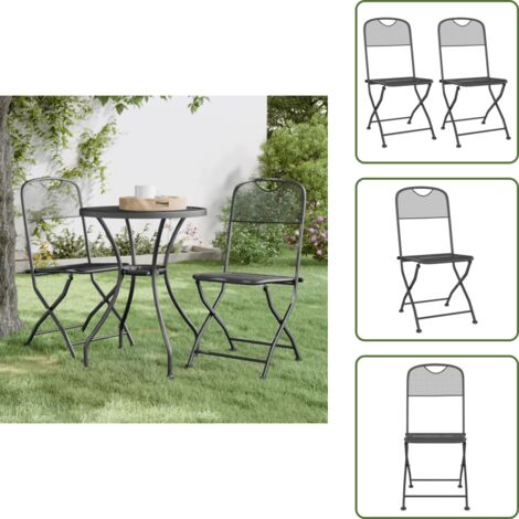 Sedie esterne - vidaXL Sedie Giardino Pieghevoli 2 pz Rete Metallica Espansa Antracite - Sedie da esterno