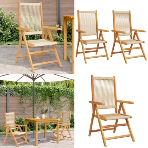 Sedie Giardino 2 pz Beige Legno Massello Acacia e Polipropilene - Sedie pieghevoli - Sedie da esterno