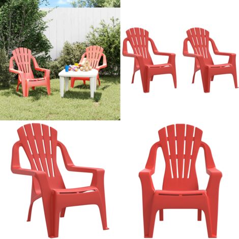 Sedie Giardino 2pz Bambini Rosse 37x34x44cm PP Aspetto in Legno - Sedie da esterno per bambini - Sedie in polipropilene