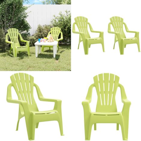 Sedie Giardino 2pz Bambini Verdi 37x34x44cm PP Aspetto in Legno - Sedie da esterno bambini - Sedie in polipropilene