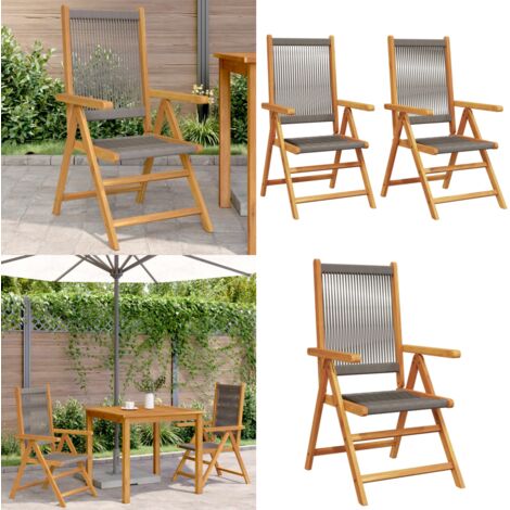 Sedie Giardino 2pz Grigie Legno Massello Acacia e Polipropilene - Sedie pieghevoli - Sedie da esterno