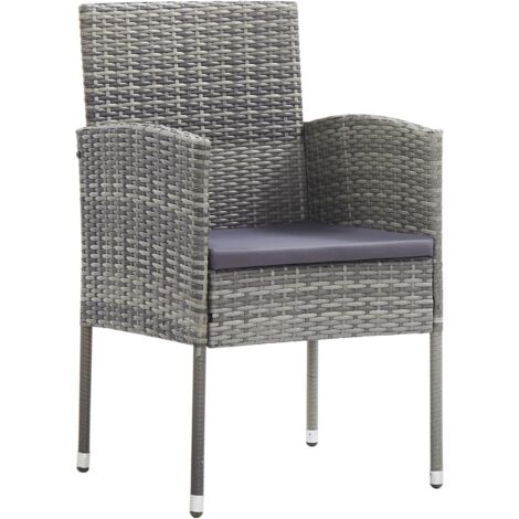Sedie Giardino con Cuscini Grigio Scuro 2 pz Grigie Polyrattan vidaXL