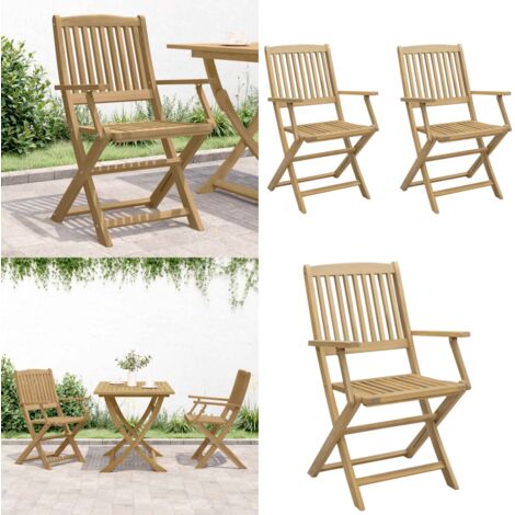 Sedie Giardino Pieghevoli 2 pz 54x61x88 cm Massello Acacia - Sedie pieghevoli - Sedie in legno