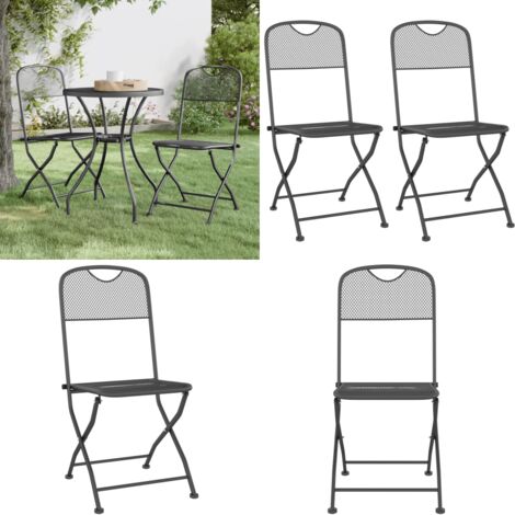 Sedie Giardino Pieghevoli 2 pz Rete Metallica Espansa Antracite - Sedie pieghevoli - Sedie da patio