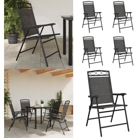 Sedie Giardino Pieghevoli 4 pz Grigio Mélange Acciaio Textilene - Sedie pieghevoli - Sedie da esterno