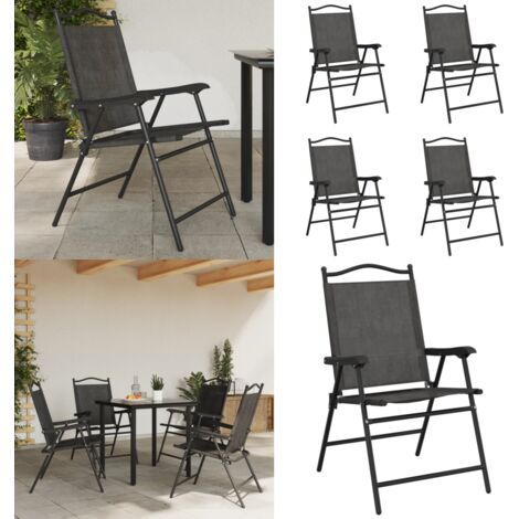 Sedie Giardino Pieghevoli 4 pz Grigio Mélange Acciaio Textilene - Sedie pieghevoli - Sedie da esterno