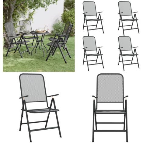 Sedie Giardino Pieghevoli 4 pz Rete Metallica Espansa Antracite - Sedie pieghevoli - Sedie da esterno
