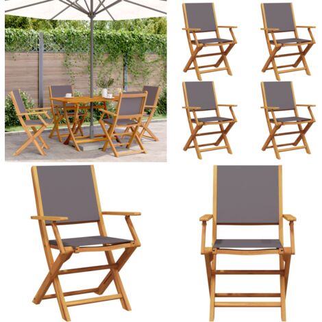Sedie Giardino Pieghevoli 4pz Antracite Tessuto Legno Massello - Sedie da giardino antracite - Sedie da giardino in legno