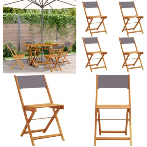 Sedie Giardino Pieghevoli 4pz Antracite Tessuto Legno Massello - Sedie da giardino - Sedie in legno