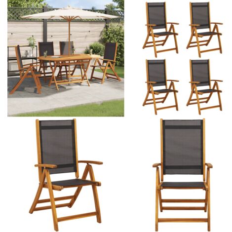 Sedie Giardino Pieghevoli 4pz Legno Massello Acacia e Textilene - Sedie pieghevoli - Sedie da esterno