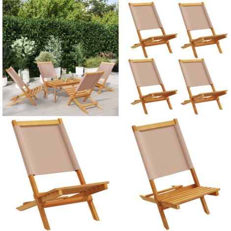 Sedie Giardino Pieghevoli 4pz Tortora Tessuto e Legno Massello - Sedie da giardino - Sedie pieghevoli