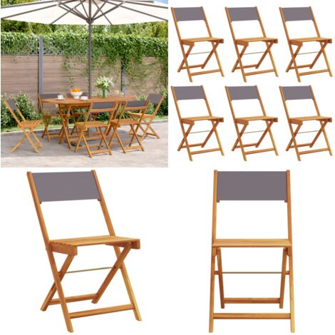 Sedie Giardino Pieghevoli 6pz Antracite Tessuto Legno Massello - Sedie da esterno - Sedie da giardino