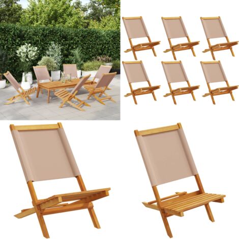 Sedie Giardino Pieghevoli 6pz Tortora Tessuto e Legno Massello - Sedie da giardino - Sedie pieghevoli