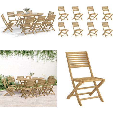 Sedie Giardino Pieghevoli 8 pz 48,5x61,5x87 cm Massello Acacia - Sedie da patio - Sedie in legno