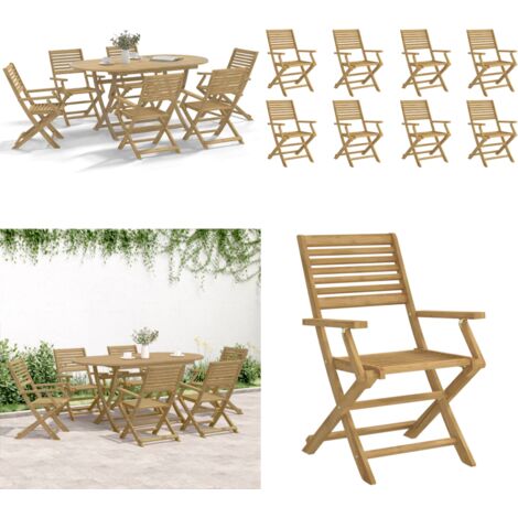Sedie Giardino Pieghevoli 8pz 54,5x61,5x86,5 cm Massello Acacia - Sedie in legno - Sedie pieghevoli