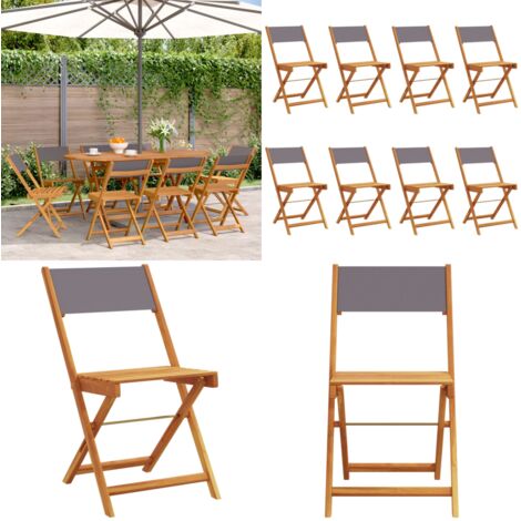 Sedie Giardino Pieghevoli 8pz Antracite Tessuto Legno Massello - Sedie pieghevoli - Sedie da esterno