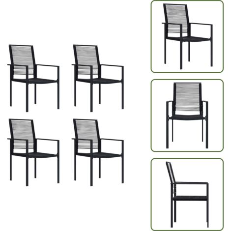 Sedie impermeabili - vidaXL Sedie da Giardino 4 pz in Rattan Nero - Sedie in acciaio