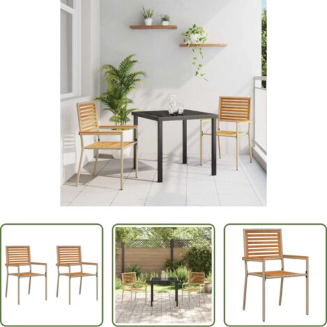 Sedie impilabili -  Sedie impilabili da giardino 2 pcs Marrone e Beige