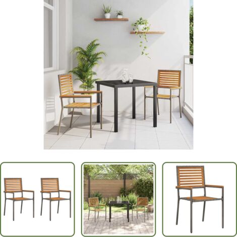 Sedie impilabili -  Sedie impilabili da giardino 2 pcs Marrone e Grigio