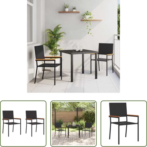 Sedie impilabili -  Sedie impilabili da giardino 2 pcs Nero e Marrone