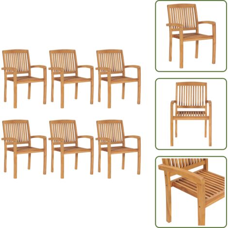 Sedie impilabili - vidaXL Sedie da Giardino Impilabili 6 pz in Legno Massello di Teak - Sedie in teak