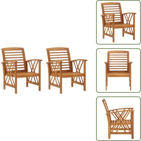 Sedie in acacia - vidaXL Sedie da Giardino 2 pz in Legno Massello d'Acacia - Sedie da patio