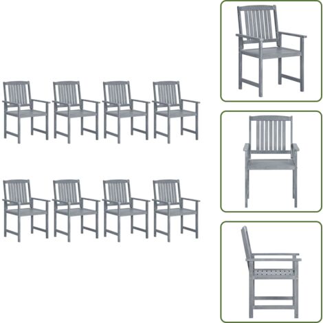 Sedie in acacia - vidaXL Sedie da Giardino 8 pz in Legno Massello di Acacia Grigio - Sedie grigio
