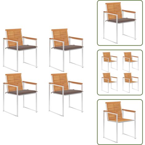 Sedie in acacia - vidaXL Sedie da Giardino con Cuscini 4 pz in Legno Massello di Acacia - Sedie da esterno