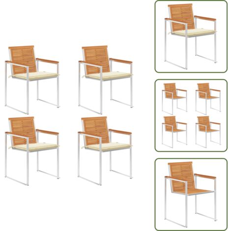 Sedie in acacia - vidaXL Sedie da Giardino con Cuscini 4 pz in Legno Massello di Acacia - Sedie da esterno