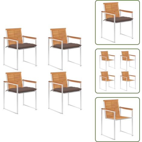 Sedie in acacia - vidaXL Sedie da Giardino con Cuscini 4 pz in Legno Massello di Acacia - Sedie da esterno