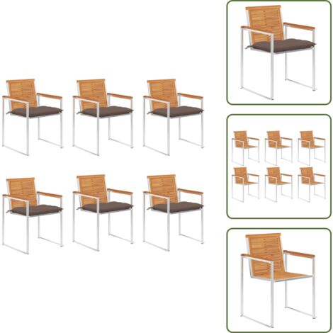 Sedie in acacia - vidaXL Sedie da Giardino con Cuscini 6 pz in Legno Massello di Acacia - Sedie da esterno
