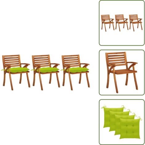 Sedie in acacia - vidaXL Sedie da Pranzo da Giardino con Cuscini 3 pz Massello di Acacia -