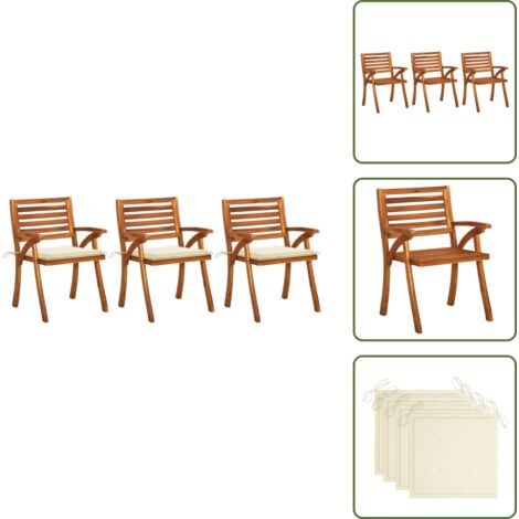 Sedie in acacia - vidaXL Sedie da Pranzo da Giardino con Cuscini 3 pz Massello di Acacia -