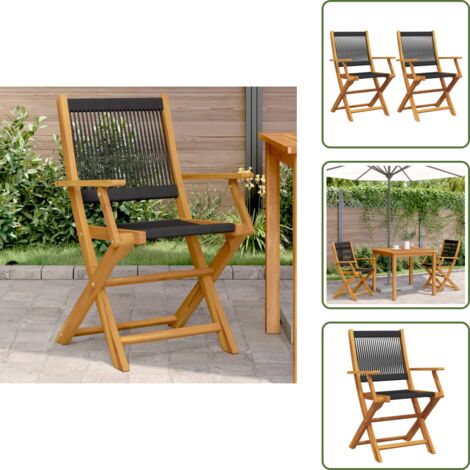 Sedie in acacia - vidaXL Sedie Giardino 2 pz Nere Legno Massello Acacia e Polipropilene - Sedie pieghevoli