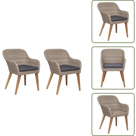 Sedie in acciaio - vidaXL Sedie da Esterno con Cuscini 2 pz in Polyrattan Marrone - Sedie con cuscini