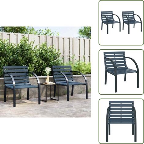 Sedie in acciaio - vidaXL Sedie da Giardino 2 pz Grigie in Legno - Sedie con braccioli