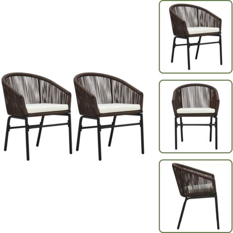 Sedie in acciaio - vidaXL Sedie da Giardino 2 pz Marroni in Rattan PE - Sedie con cuscino