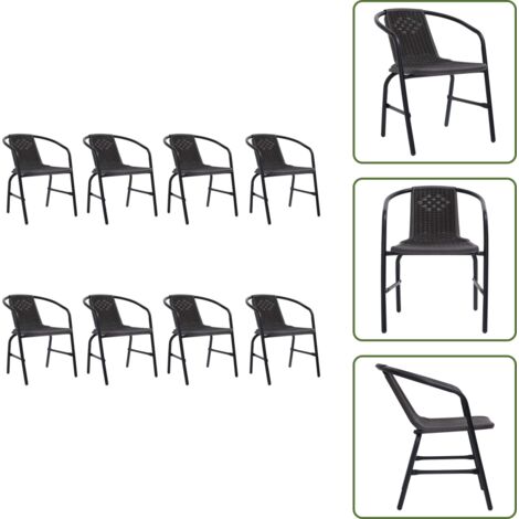 Sedie in acciaio - vidaXL Sedie da Giardino 8 pz in Plastica Rattan e Acciaio 110 kg - Sedie impilabili