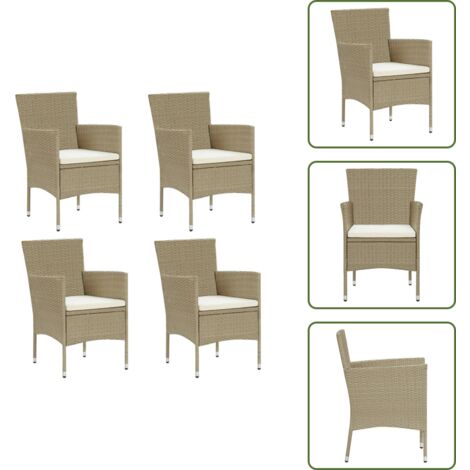 Sedie in acciaio - vidaXL Sedie da Pranzo per Giardino 4 pz in Polyrattan Beige - Sedie ergonomiche