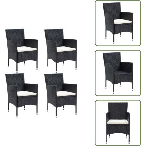 Sedie in acciaio - vidaXL Sedie da Pranzo per Giardino 4 pz in Polyrattan Nero - Sedie esterne